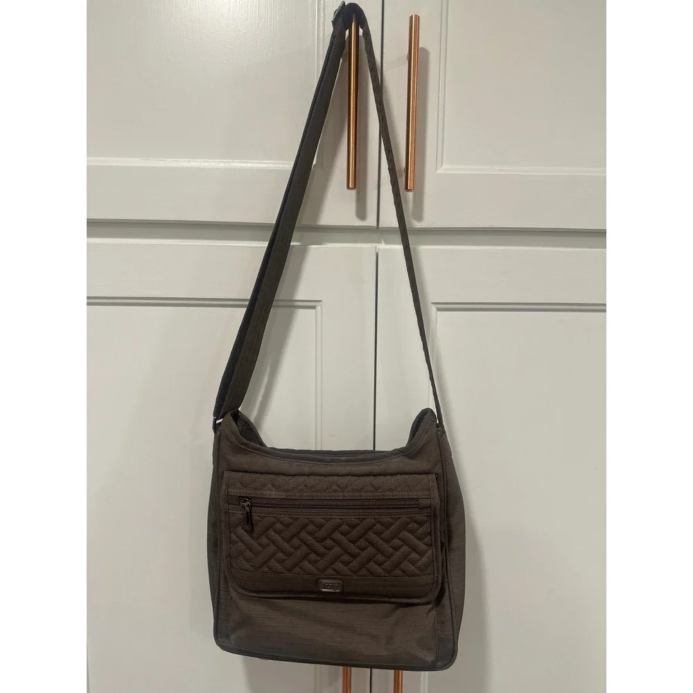 Lug Hopscotch Crossbody Bag Brown Quilted Zip Pocket Adjustable Strap - Picture 1 of 11